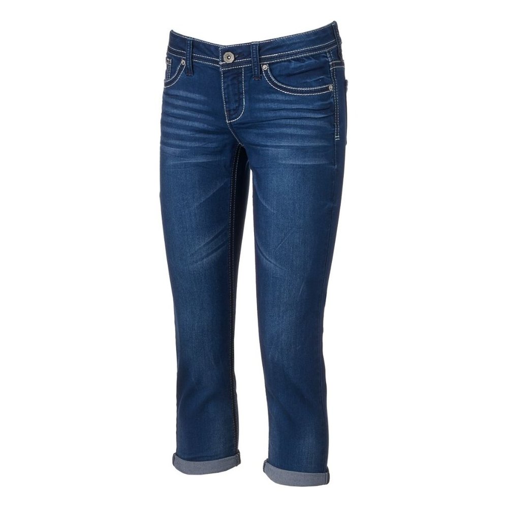 Juniors' Hydraulic Bailey Roll-Cuff Denim Capris